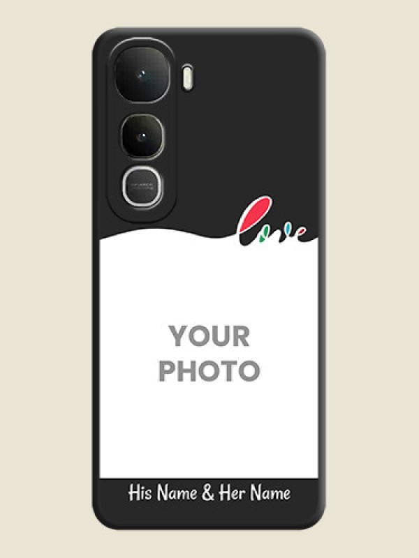Custom Fall in Love Pattern with Picture on Photo On Space Black Custom Soft Matte Mobile Back Cover - Vivo Y400 5G - alternate view