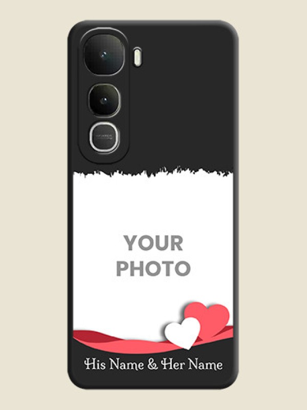 Custom Pin Color Love Shaped Ribbon Design with Text On Space Black Custom Soft Matte Mobile Back Cover - Vivo Y400 5G - alternate view