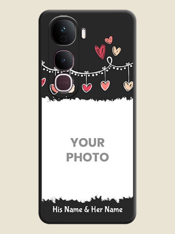 Custom Pink Love Hangings with Name On Space Black Custom Soft Matte Mobile Back Cover - Vivo Y400 Pro 5G - alternate view