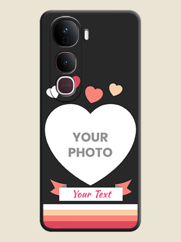 Custom Love Shaped Photo with Colorful Stripes On Space Black Custom Soft Matte Mobile Back Cover - Vivo Y400 Pro 5G - alternate view