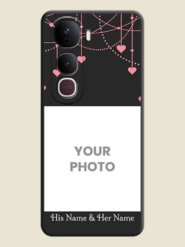 Custom Pink Love Hangings with Text On Space Black Custom Soft Matte Mobile Back Cover - Vivo Y400 Pro 5G - alternate view