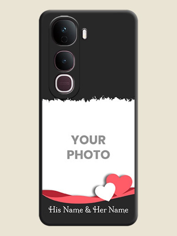Custom Pin Color Love Shaped Ribbon Design with Text On Space Black Custom Soft Matte Mobile Back Cover - Vivo Y400 Pro 5G - alternate view