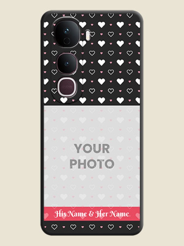 Custom White Color Love Symbols with Text Design on Photo On Space Black Custom Soft Matte Mobile Back Cover - Vivo Y400 Pro 5G - alternate view