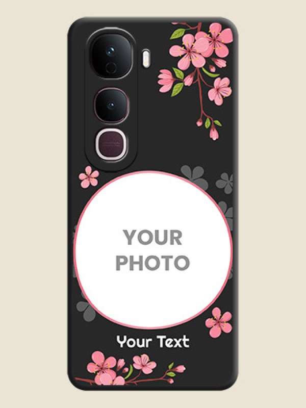 Custom Round Image with Pink Color Floral Design on Photo On Space Black Custom Soft Matte Mobile Back Cover - Vivo Y400 Pro 5G - alternate view