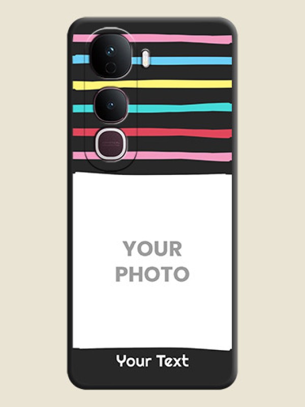 Custom Multicolor Lines with Image On Space Black Custom Soft Matte Mobile Back Cover - Vivo Y400 Pro 5G - alternate view
