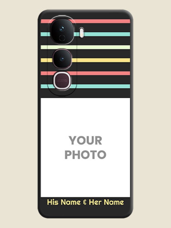 Custom Color Stripes with Photo and Text on Photo On Space Black Custom Soft Matte Mobile Back Cover - Vivo Y400 Pro 5G - alternate view