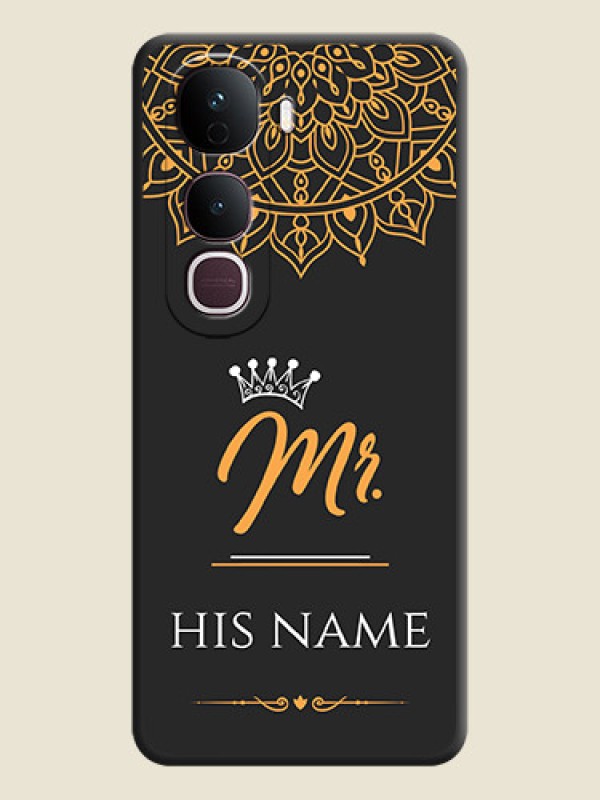 Custom Mr Name with Floral Design On Space Black Custom Soft Matte Mobile Back Cover - Vivo Y400 Pro 5G - alternate view