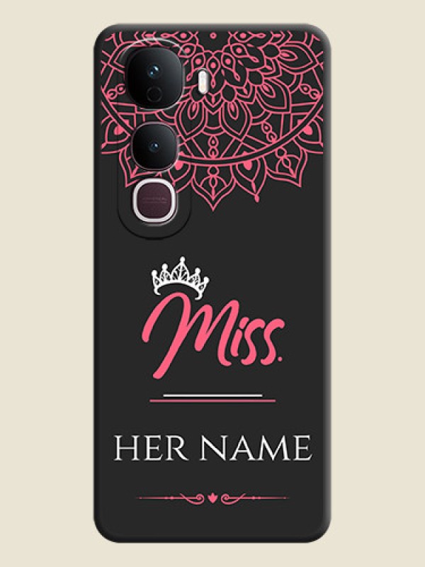 Custom Mrs Name with Floral Design On Space Black Custom Soft Matte Mobile Back Cover - Vivo Y400 Pro 5G - alternate view