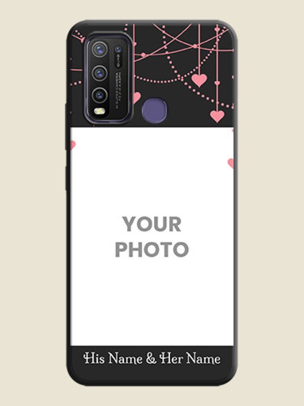 Custom Pink Love Hangings with Text on Space Black Custom Soft Matte Back Cover - Vivo Y50 - alternate view