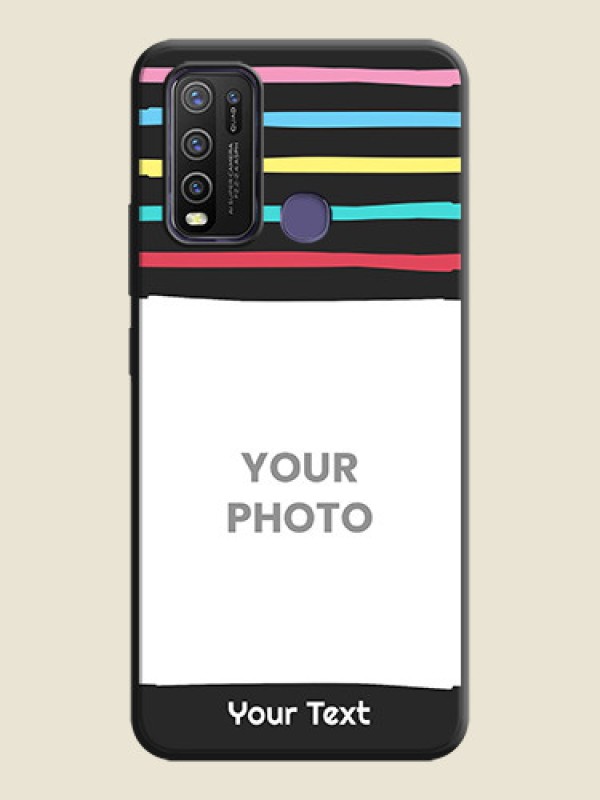 Custom Multicolor Lines with Image on Space Black Personalized Soft Matte Phone Covers - Vivo Y50 - alternate view