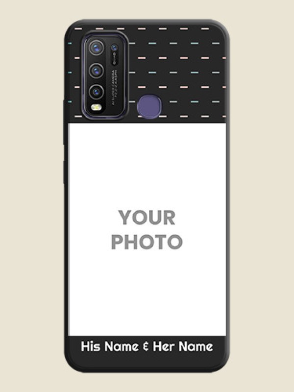 Custom Line Pattern Design with Text on Space Black Custom Soft Matte Phone Back Cover - Vivo Y50 - alternate view