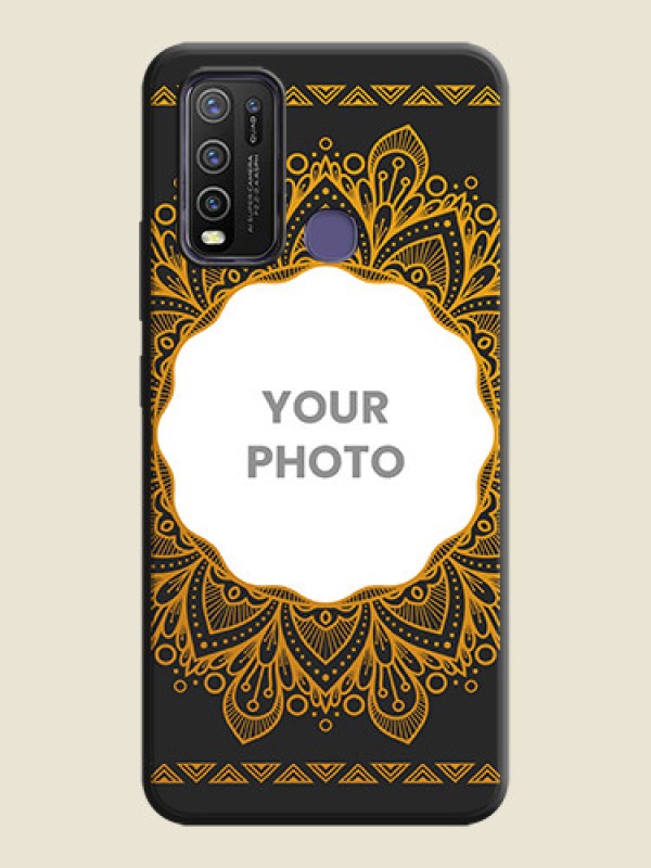 Custom Round Image with Floral Design - Photo on Space Black Soft Matte Mobile Cover - Vivo Y50 - alternate view