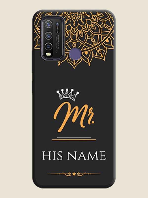 Custom Mr Name with Floral Design  on Personalised Space Black Soft Matte Cases - Vivo Y50 - alternate view