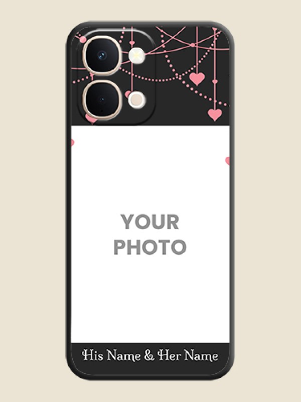 Custom Pink Love Hangings with Text On Space Black Custom Soft Matte Mobile Back Cover - Vivo Y51 Pro 5G - alternate view