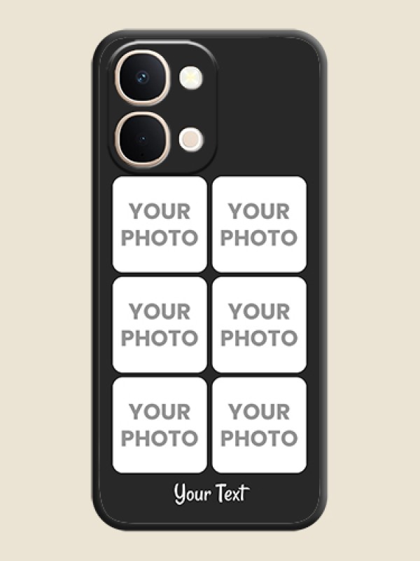 Custom Floral Art with 6 Image Holder on Photo On Space Black Custom Soft Matte Mobile Back Cover - Vivo Y51 Pro 5G - alternate view