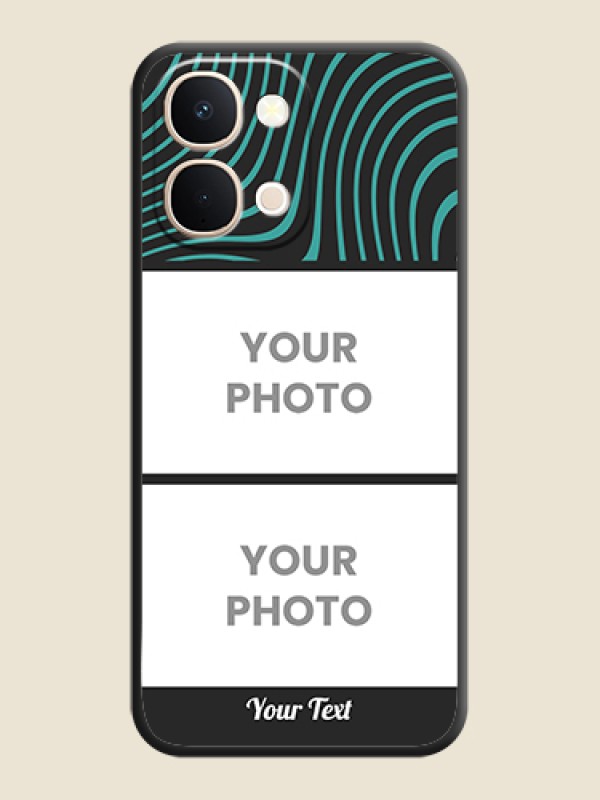 Custom Wave Pattern with 2 Image Holder On Space Black Custom Soft Matte Mobile Back Cover - Vivo Y51 Pro 5G - alternate view