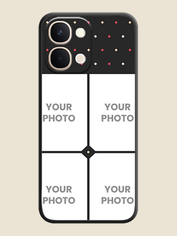 Custom Multicolor Dotted Pattern with 4 Image Holder On Space Black Custom Soft Matte Mobile Back Cover - Vivo Y51 Pro 5G - alternate view