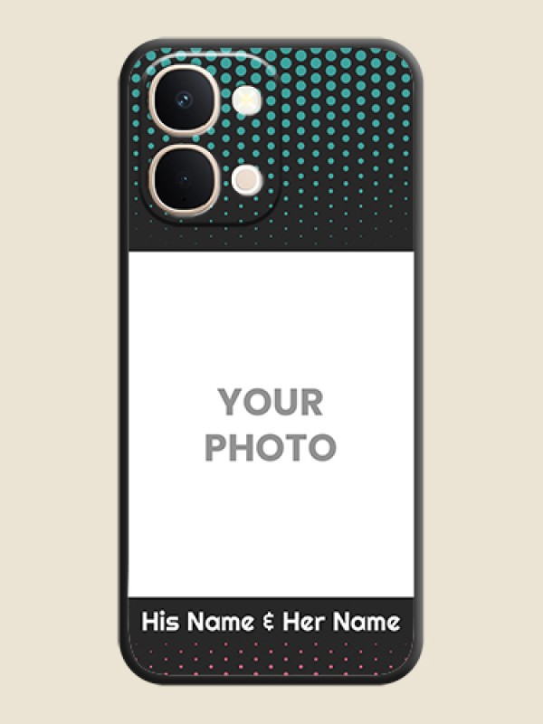 Custom Faded Dots with Grunge Photo Frame and Text On Space Black Custom Soft Matte Mobile Back Cover - Vivo Y51 Pro 5G - alternate view