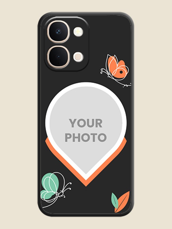 Custom Upload Pic With Simple Butterly Design On Space Black Custom Soft Matte Mobile Back Cover - Vivo Y51 Pro 5G - alternate view