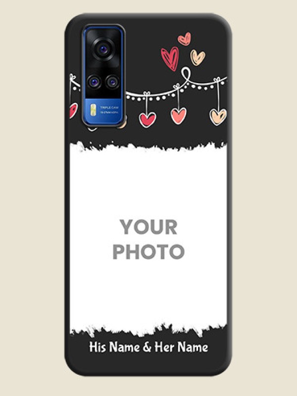 Custom Pink Love Hangings with Name on Space Black Custom Soft Matte Phone Cases - Vivo Y51 - alternate view