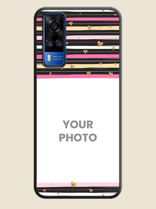 Custom Multicolor Lines and Golden Love Symbols Design on Photo on Space Black Soft Matte Mobile Cover - Vivo Y51 - alternate view
