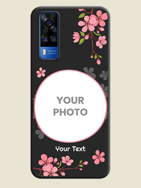 Custom Round Image with Pink Color Floral Design on Photo on Space Black Soft Matte Back Cover - Vivo Y51 - alternate view