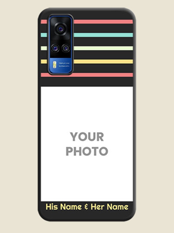 Custom Color Stripes with Photo and Text on Photo on Space Black Soft Matte Mobile Case - Vivo Y51 - alternate view