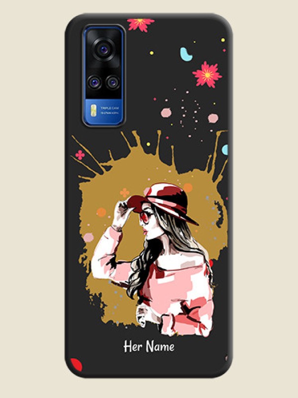 Custom Mordern Lady With Color Splash Background With Custom Text On Space Black Personalized Soft Matte Phone Covers -Vivo Y51 - alternate view