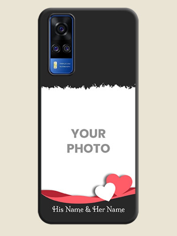 Custom Pin Color Love Shaped Ribbon Design with Text on Space Black Custom Soft Matte Phone Back Cover - Vivo Y51A - alternate view