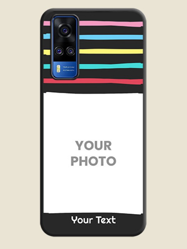 Custom Multicolor Lines with Image on Space Black Personalized Soft Matte Phone Covers - Vivo Y51A - alternate view