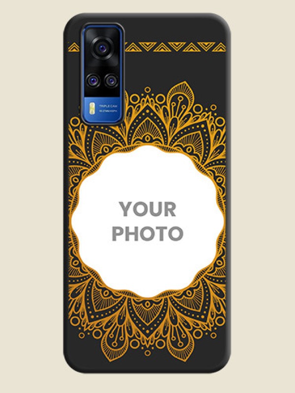Custom Round Image with Floral Design on Photo on Space Black Soft Matte Mobile Cover - Vivo Y51A - alternate view
