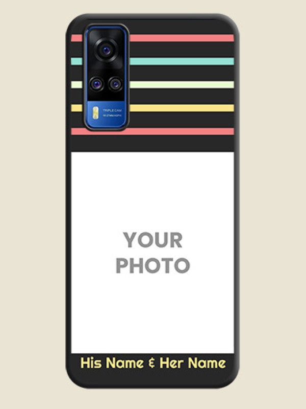 Custom Color Stripes with Photo and Text on Photo on Space Black Soft Matte Mobile Case - Vivo Y51A - alternate view