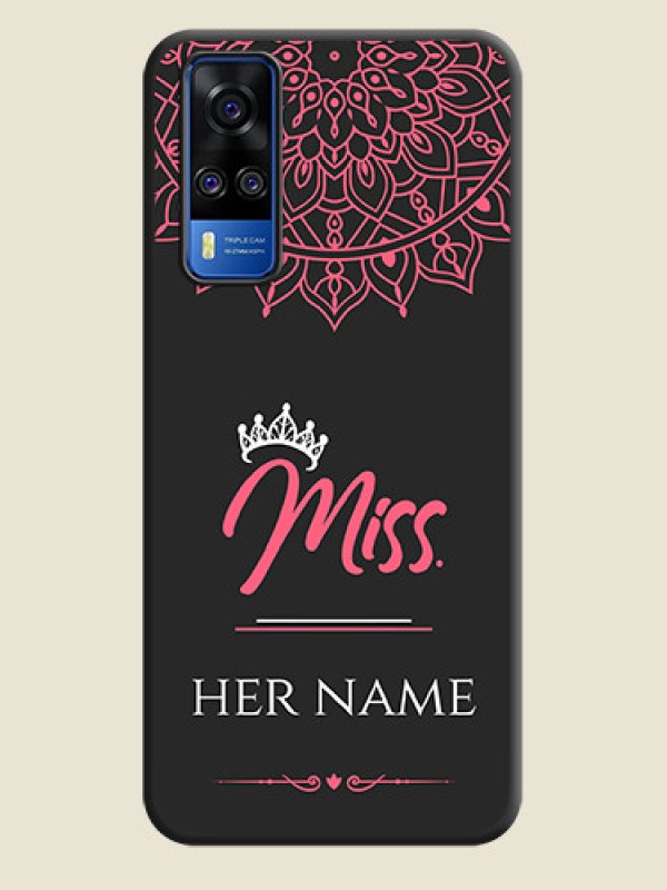 Custom Mrs Name with Floral Design on Space Black Personalized Soft Matte Phone Covers - Vivo Y51A - alternate view