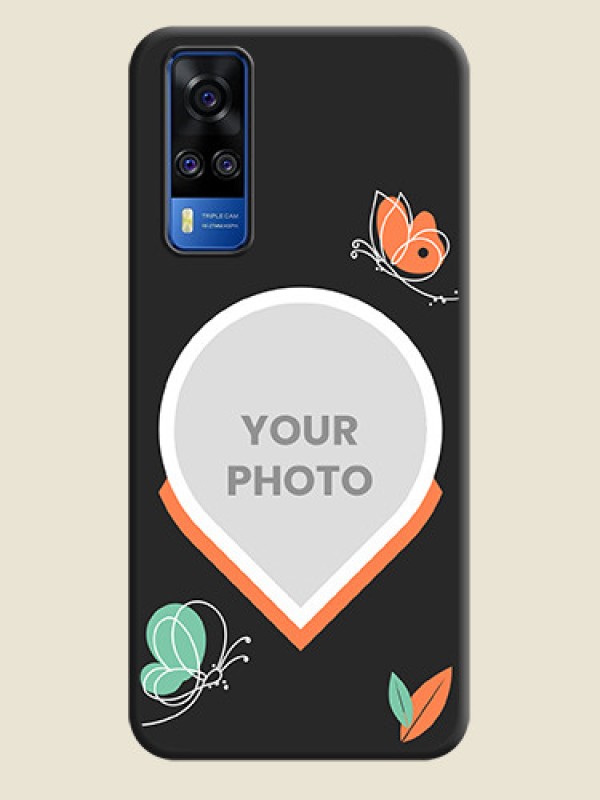 Custom Upload Pic With Simple Butterly Design On Space Black Personalized Soft Matte Phone Covers -Vivo Y51A - alternate view