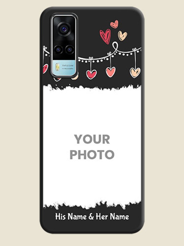 Custom Pink Love Hangings with Name on Space Black Custom Soft Matte Phone Cases - Vivo Y53s - alternate view