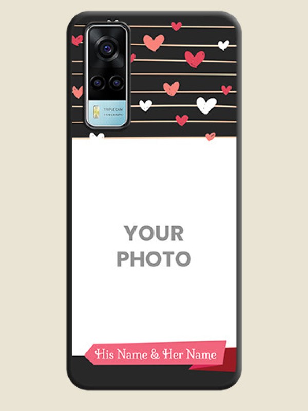 Custom Love Pattern with Name on Pink Ribbon  on Photo on Space Black Soft Matte Back Cover - Vivo Y53s - alternate view