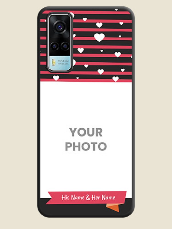 Custom White Color Love Symbols with Pink Lines Pattern on Space Black Custom Soft Matte Phone Cases - Vivo Y53s - alternate view