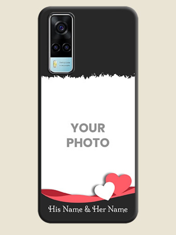 Custom Pin Color Love Shaped Ribbon Design with Text on Space Black Custom Soft Matte Phone Back Cover - Vivo Y53s - alternate view