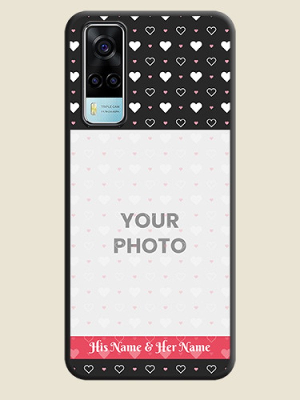Custom White Color Love Symbols with Text Design on Photo on Space Black Soft Matte Phone Cover - Vivo Y53s - alternate view