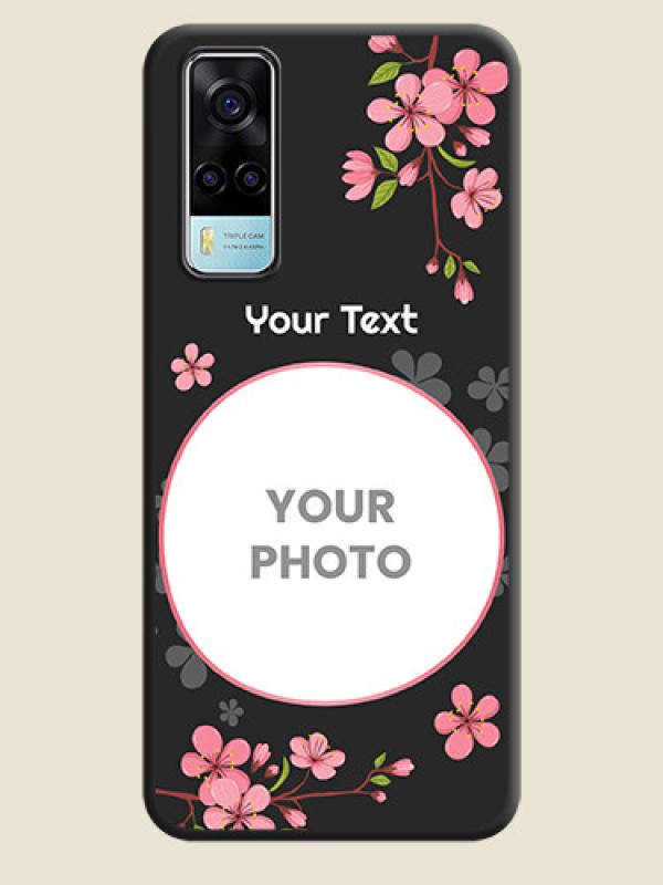 Custom Round Image with Pink Color Floral Design on Photo on Space Black Soft Matte Back Cover - Vivo Y53s - alternate view
