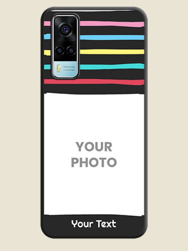 Custom Multicolor Lines with Image on Space Black Personalized Soft Matte Phone Covers - Vivo Y53s - alternate view