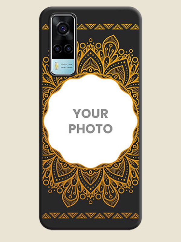 Custom Round Image with Floral Design on Photo on Space Black Soft Matte Mobile Cover - Vivo Y53s - alternate view