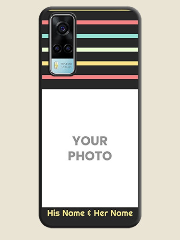 Custom Color Stripes with Photo and Text on Photo on Space Black Soft Matte Mobile Case - Vivo Y53s - alternate view