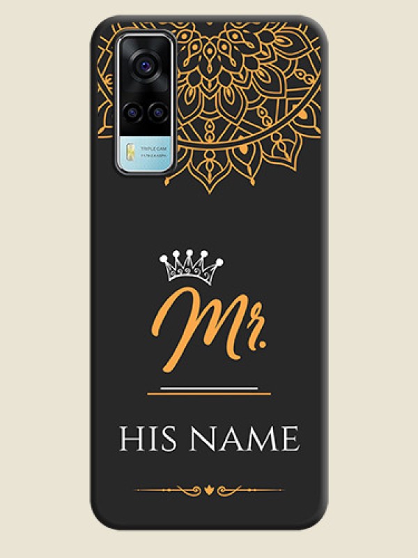 Custom Mr Name with Floral Design  on Personalised Space Black Soft Matte Cases - Vivo Y53s - alternate view
