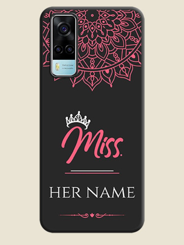 Custom Mrs Name with Floral Design on Space Black Personalized Soft Matte Phone Covers - Vivo Y53s - alternate view