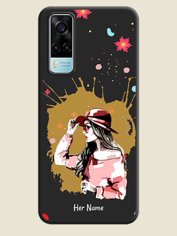 Custom Mordern Lady With Color Splash Background With Custom Text On Space Black Personalized Soft Matte Phone Covers -Vivo Y53S - alternate view