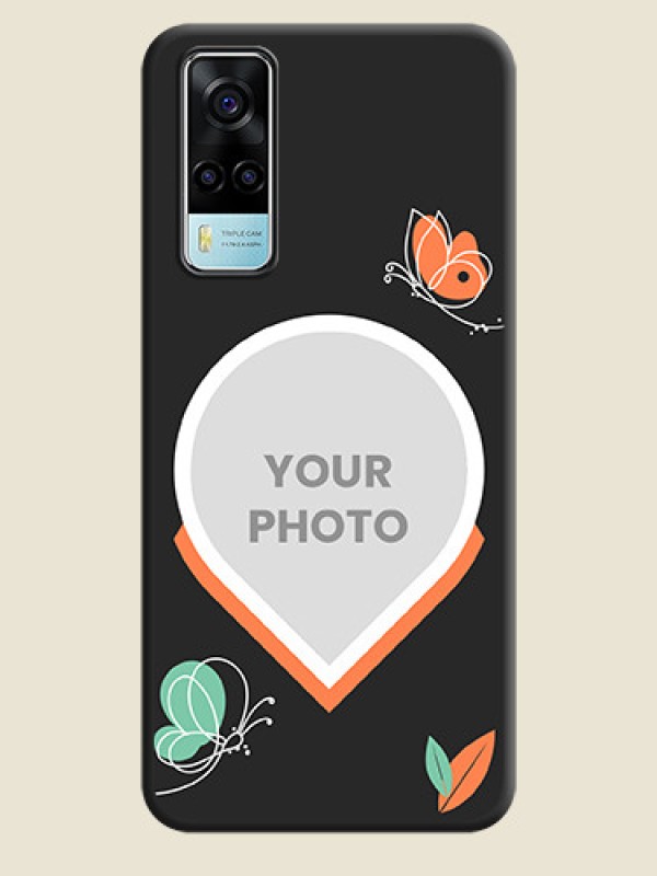 Custom Upload Pic With Simple Butterly Design On Space Black Personalized Soft Matte Phone Covers -Vivo Y53S - alternate view
