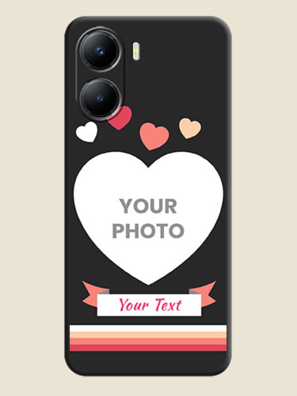 Custom Love Shaped Photo with Colorful Stripes on Personalised Space Black Soft Matte Cases - Vivo Y56 5G - alternate view