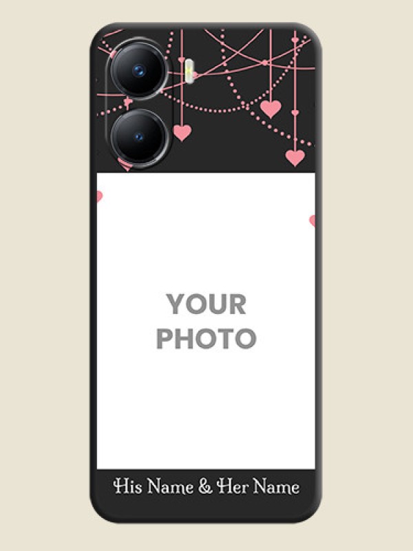 Custom Pink Love Hangings with Text on Space Black Custom Soft Matte Back Cover - Vivo Y56 5G - alternate view
