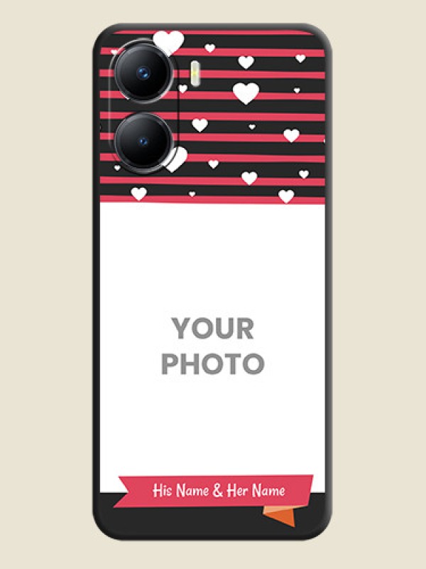 Custom White Color Love Symbols with Pink Lines Pattern on Space Black Custom Soft Matte Phone Cases - Vivo Y56 5G - alternate view